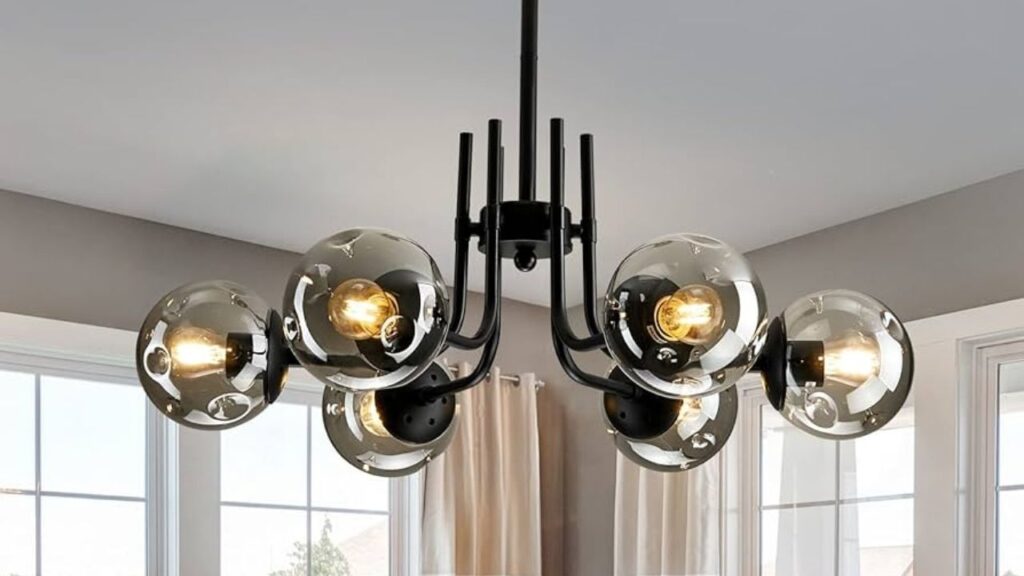 Features of a Black Chandelier with 6 Globes